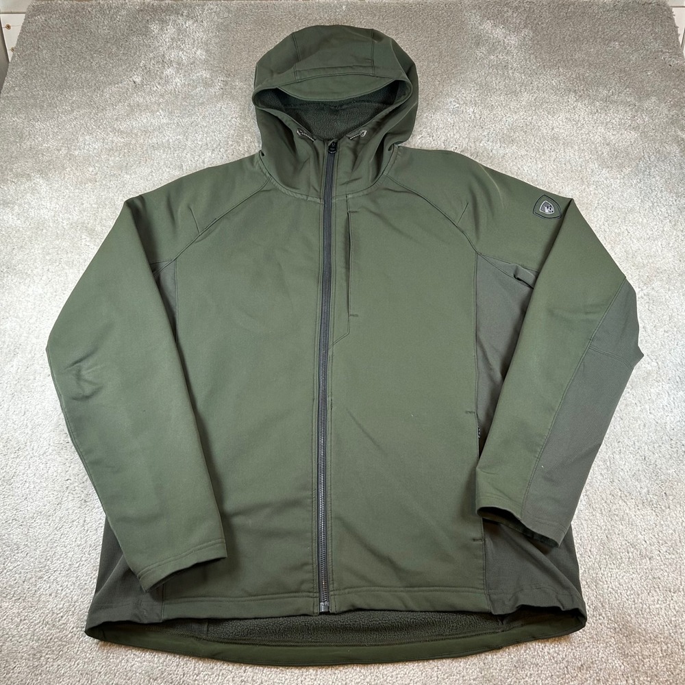 KUHL Projekt Jacket Mens XXL Olive Green Softshell Fleece Lined Hoodie 1140 Gorp
